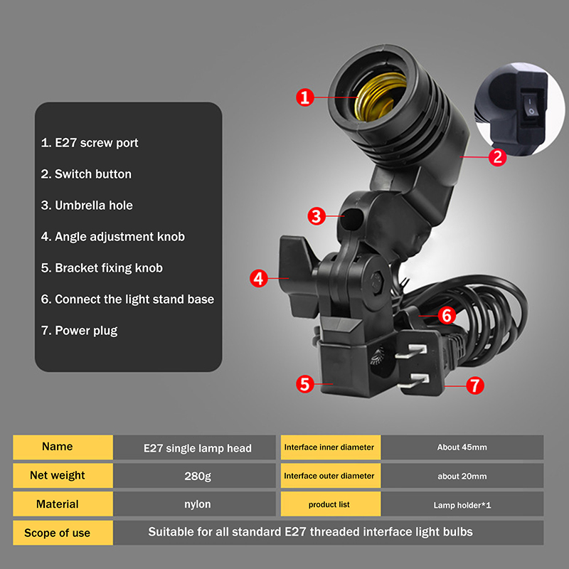 Portalampada E27 AC a testa si - Photography Lighting For Sale recensione e prezzo